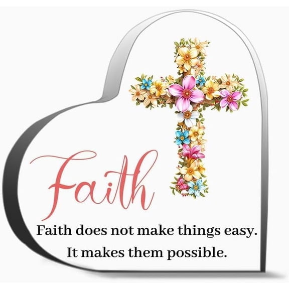Christian Religious Gifts For Women Faith Based Gifts For Women Spiritual Desk Decor For Christian Sign Gifts For Women Men,Acrylic Heart Keepsake For Family And Friends,4x4 inch
