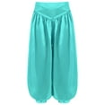 thumbnail image 3 of Miutii Kids Girls Satin Harem Pants Belly Dance Costume Tribal Arabic Princess Wide Leg Trousers Light Green 12, 3 of 5