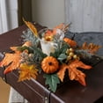 thumbnail image 5 of Pumpkin Sunflower Candle Ring 10 Inch Fall Wreath for Table Decor Thanksgiving Centerpiece Harvest Party Supplies Home Decorations Reusable, 5 of 7