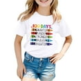 thumbnail image 1 of T-shirts Filles Retour à l'École Imprimé Col Rond Manches Courtes Décontractées Hauts Filles Blanc 6-7 Ans, 1 of 4