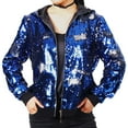 thumbnail image 2 of Reversible Sequin Jacket for Women Hooded Baseball Style Shimmering Outfit Lightweight Comfortable Fashionable Casual Wear, 2 of 2