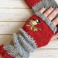 thumbnail image 4 of Women's Flower Design Winter Warm Knitted Long Arm Warmers Gloves Mittens, 4 of 7