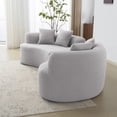 thumbnail image 5 of Newboti Furniture Curved Four Seater Grey Full Compression Sponge Sofa, Teddy Velvet Fabric, No-Assembly Compact Sofa for Small Spaces & Apartments BN.9255, 5 of 16