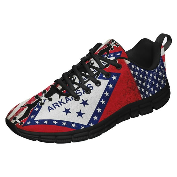Arkansas American Flag Us Running Shoes Sneakers Mesh Black Size 3.5