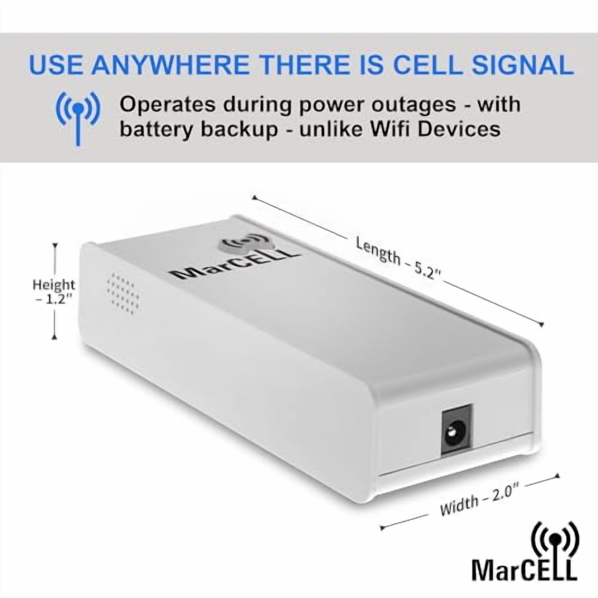 MarCELL Cellular Temperature, Humidity & Power Monitor (Verizon) - Made in The USA - RVs, Pet Safety Monitoring, Second Home Monitoring, Greenhouse Monitoring,- 24/7 Monitoring & Instant Alerts