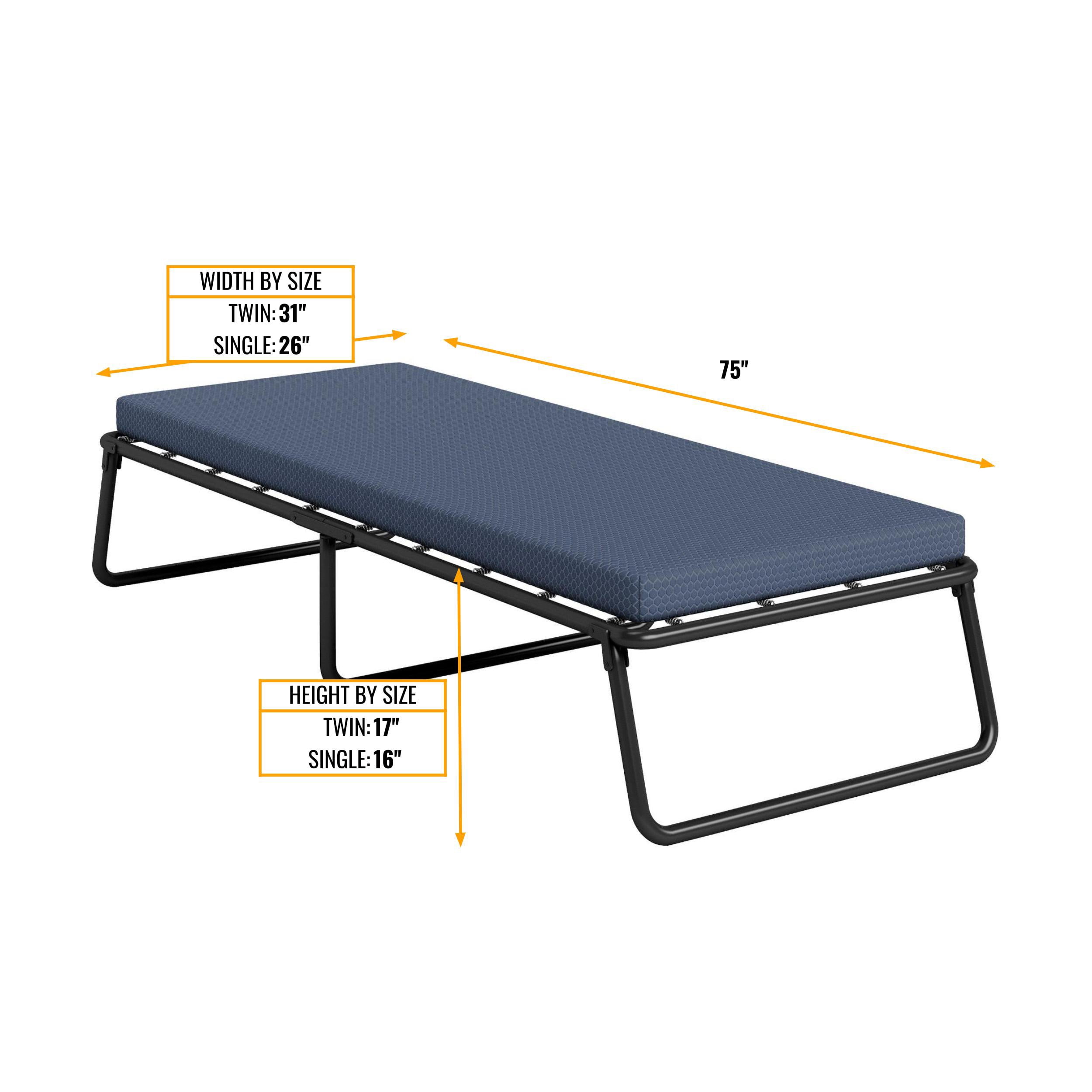 Henredon Folding Guest Bed Cot with 2" Gellux® Cooling Gel Foam Mattress, Single