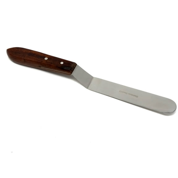 Cake Decorating Angled Icing Spatula, Stainless Steel 5" Offset Polished Blade Knife, Wood Handle