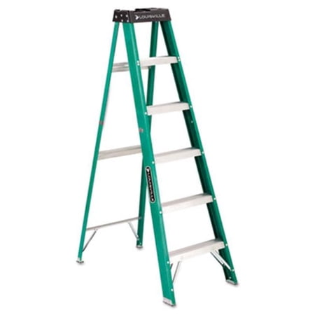 Louisville No. 592 Six-Foot Folding Fiberglass Step Ladder- Green-Black