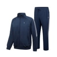 thumbnail image 2 of Men's 2Pc Full Zip Tracksuit, 4 Way Stretch with Reflective Stripes & Zipper Pockets, Straight Leg for Golf Running Gym Dark Blue XL, 2 of 8