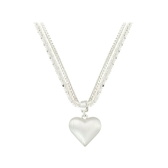 Double-Layer Heart Pendant Necklace, Silver-Plated Copper Adjustable Chain, Dainty & Versatile