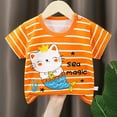 thumbnail image 2 of Wxirdiow Short Sleeve Shirts for Kids Baby Boy Summer Short Sleeve Tees Cotton Casual Graphic Crewneck T Shirts Orange Size,3-4 Years, 2 of 3