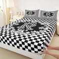 thumbnail image 3 of Homewish Plaid Letter R Full Size Sheets for Teens, Black White Monogrammed Bed Sheets, Vintage Mandala Damask Sheet Sets, Breathable Home Decor, 4pcs, 3 of 7