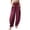 Red, variant on Womens Solid Color Casual Pants Trousers Elastic Waist Pockets Wide Leg Trousers