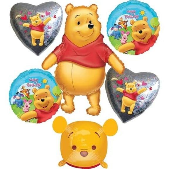 Pooh's Happy Birthday Party Supplies Balloon Bouquet Decorations 6pc