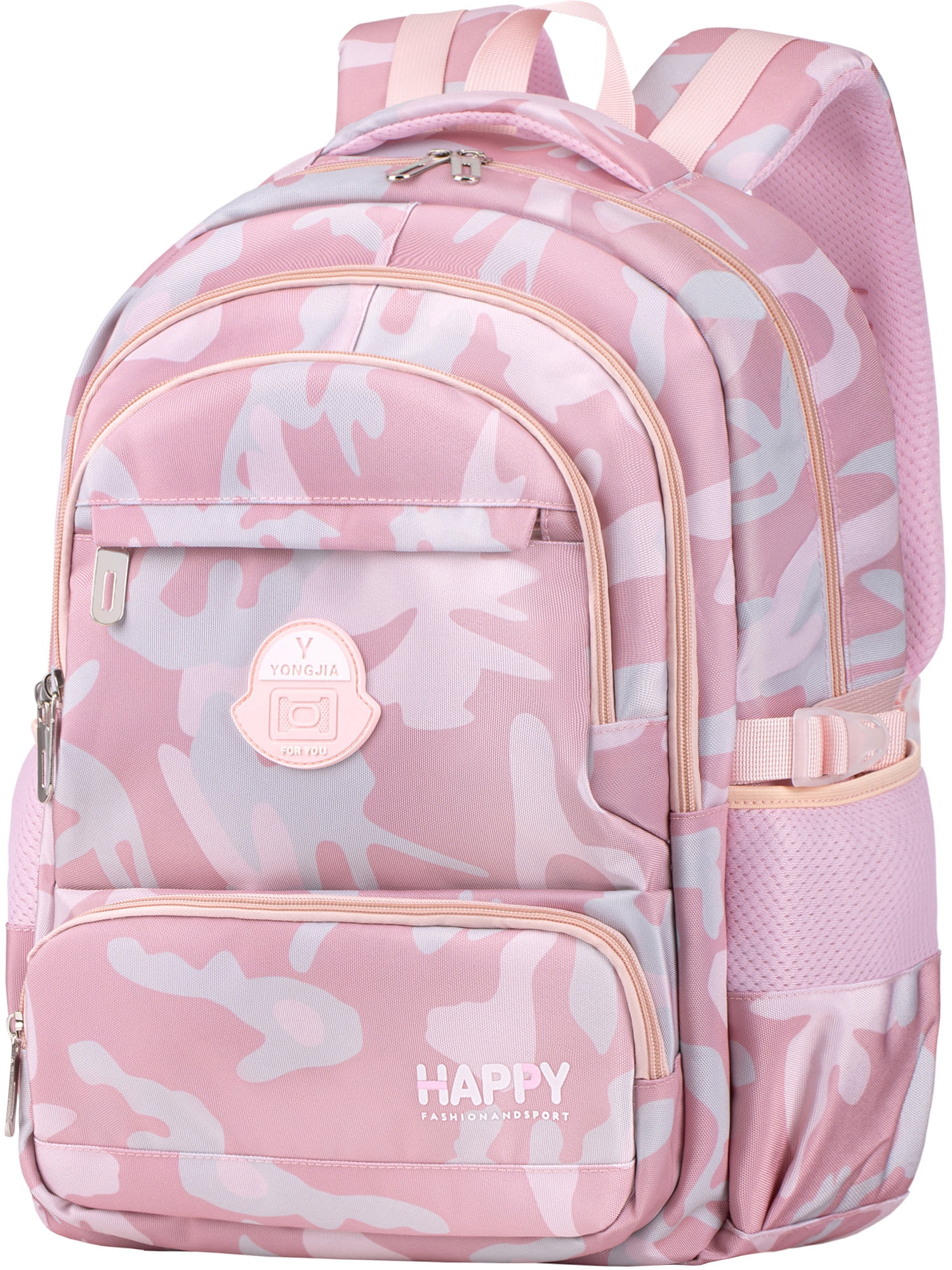 Ficcug Girls School Backpacks,Fashion School Bag for Kids Teens,35L Waterproof Students Bookbags for Elementary Middle,Pink