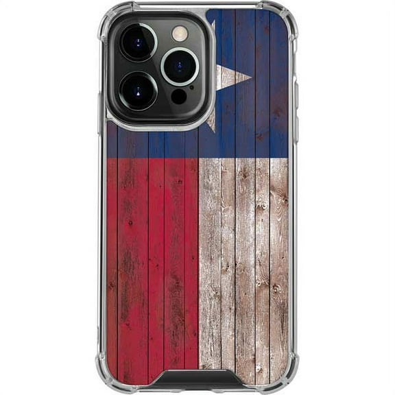 Skinit Texas Flag Dark Wood iPhone 14 Pro Clear Case
