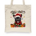 thumbnail image 2 of Merry Christmas Santa French Bulldog Scarf Twinkling Lights Xmas Holiday Canvas Tote Bag Dog Lover Gifts Reusable Shopping Grocery Bag - 00022, 2 of 5