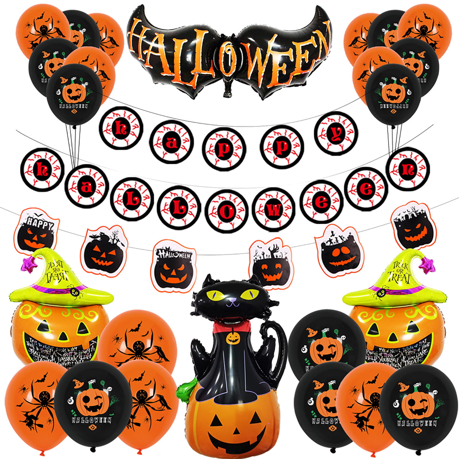 Details about   10pcs/set Halloween Pumpkin Ghost Witch With Bat Foil Balloons Halloween Party 