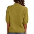 thumbnail image 5 of Women's Short Sleeve Sweaters Trendy High Neck Knit Pullover Tops Business Casual Spring Outfits 2026 Earthy Yellow L, 5 of 5