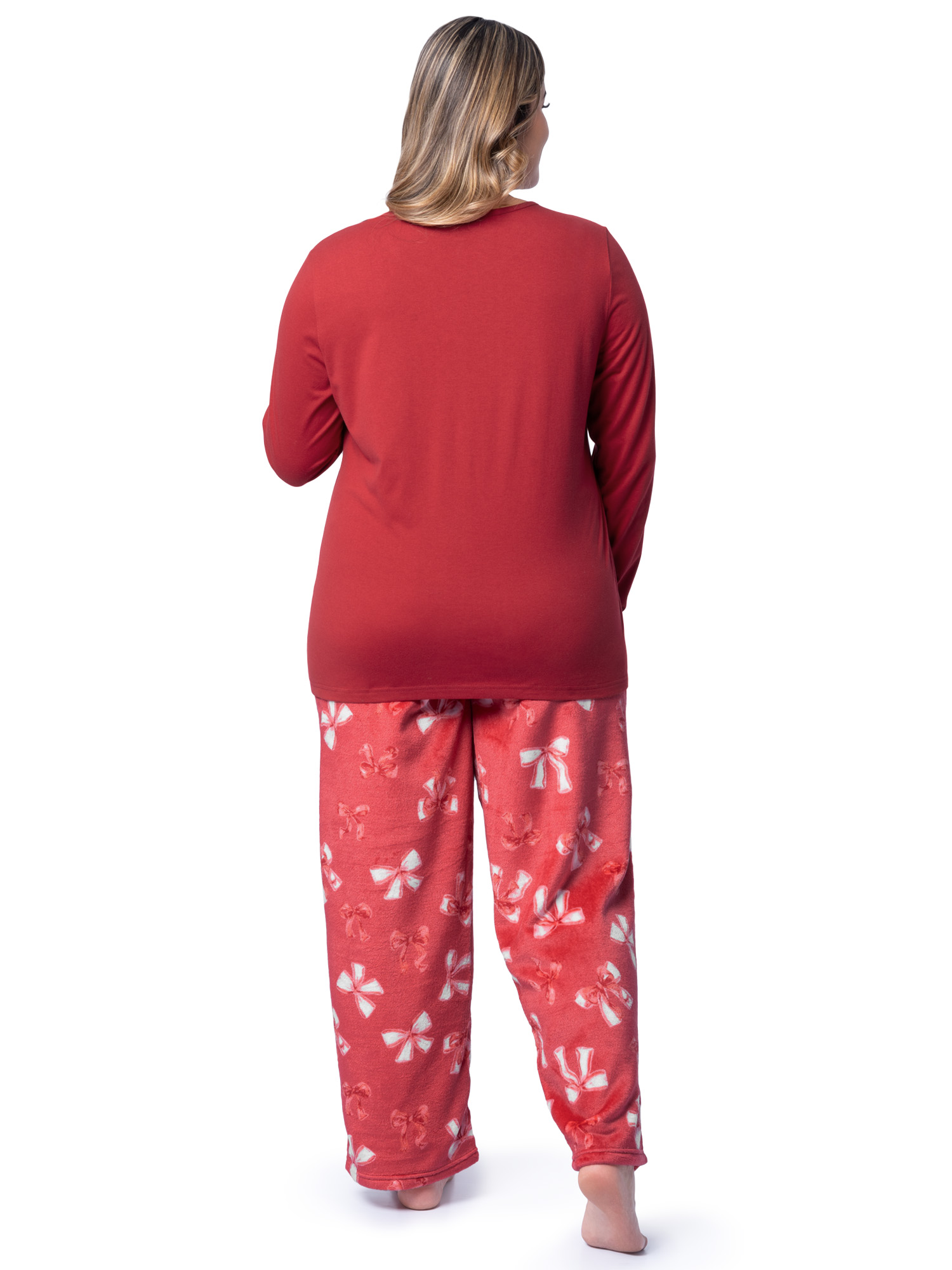 Fruit of the Loom Women's Beyond Soft Long Sleeve Top & Fleece Bottom Pajama Set, Sizes S-4X