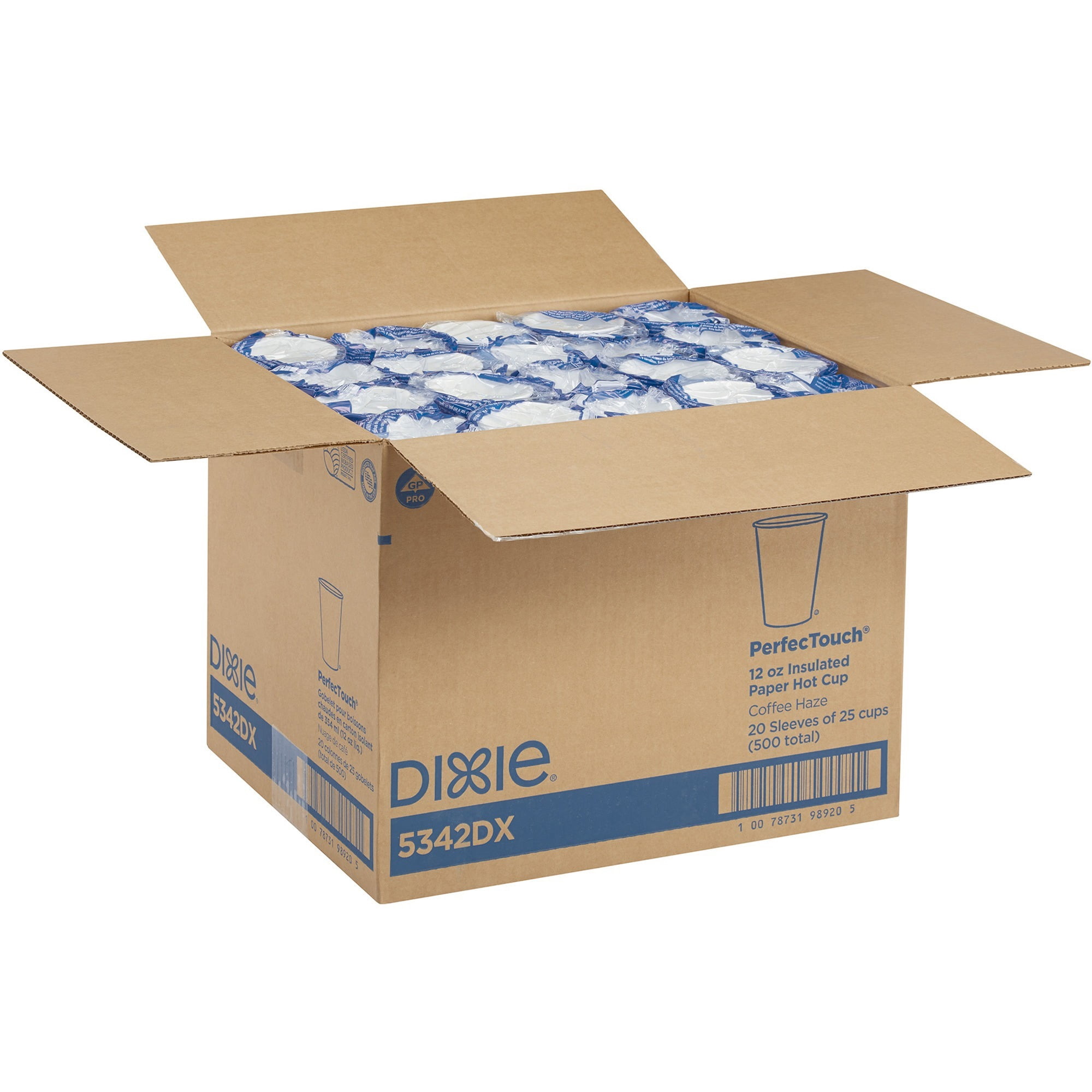 Dixie Perfectouch Insulated Paper Hot Coffee Cups By Gp Pro - 25 / Pack - 12 Fl Oz - 20 / Carton - Paper - Hot Drink