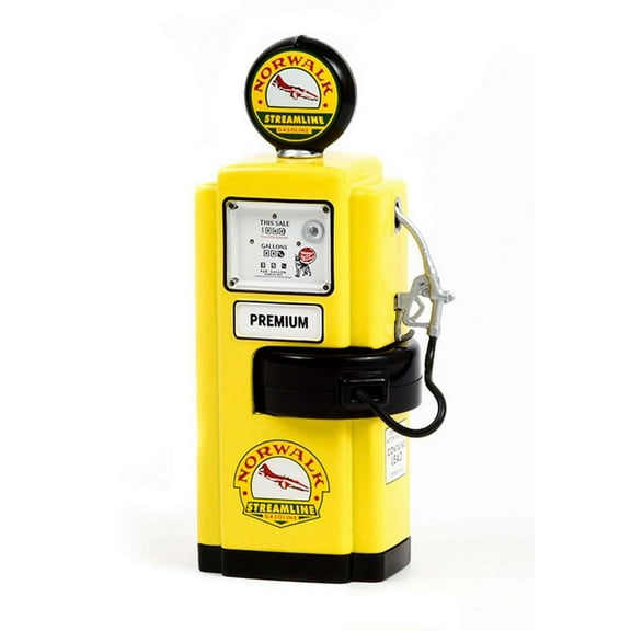 1948 Wayne 100-A Gas Pump Norwalk Gasoline, Yellow, Greenlight 14110A - 1/18 scale Diecast Gas Pump