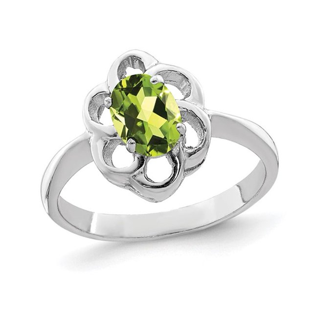2/5 Carat (ctw) Oval Peridot Ring in Sterling Silver