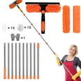 thumbnail image 5 of 20+ Feet Reach 2 in 1 Window Washing Squeegee & Duster with Extension Pole, Natubeau Window Cleaning Tool with 2 Replace Pad for Home Indoor Outdoor Window Washing, Orange, 5 of 9
