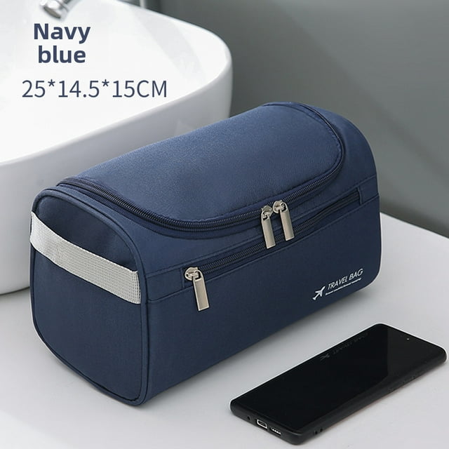 Waterproof Oxford Cloth Toiletry Organizer for Men - Large Capacity, Portable Travel Storage Bag with Durable Design, Ideal for Business Trips, Vacations & Daily Use, Classic Navy Blue