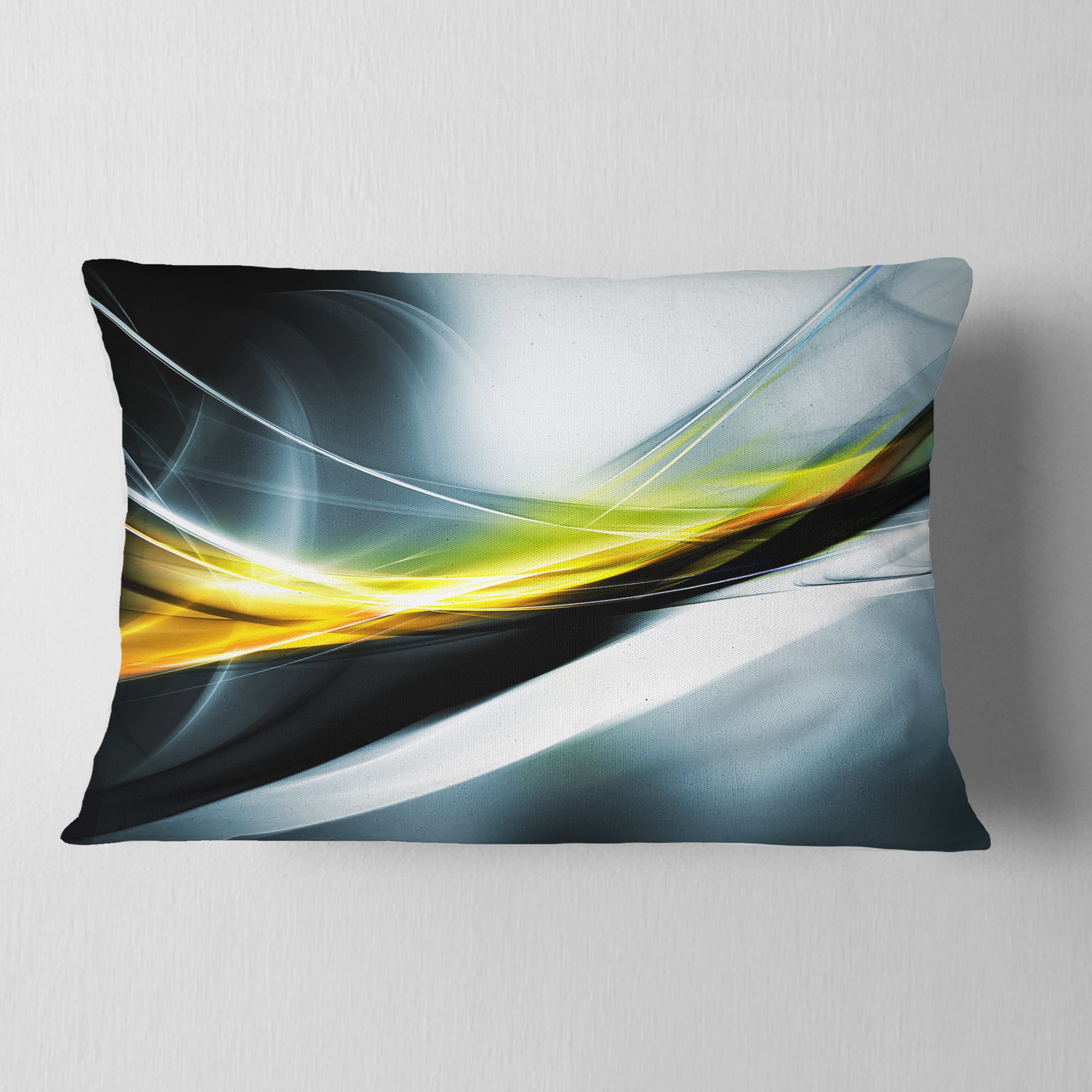 Designart Glittering Yellow Pattern - Abstract Throw Pillow - 12x20