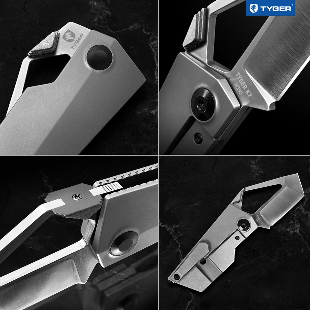 Tyger K7 EDC Folding Pocket Knife | Satin Finish Ultra Premium M390 Steel Blade | Titanium Alloy Handle | TG-KF9M3577