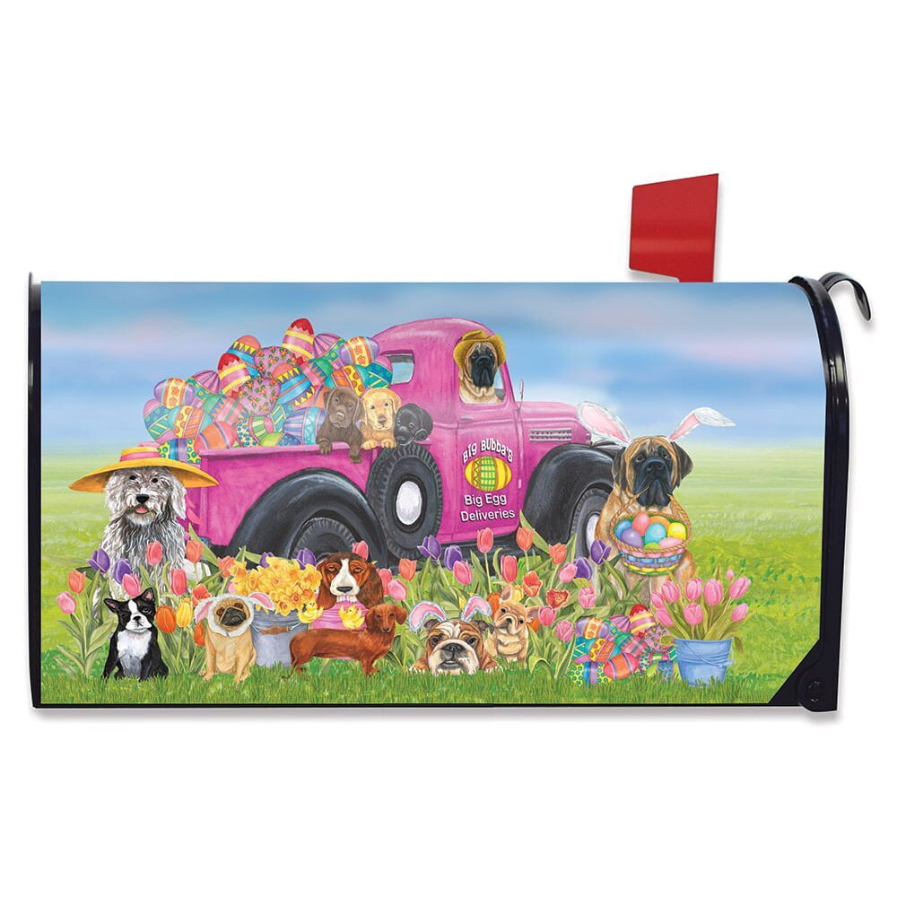 Easter Dogs Holiday Humor Mailbox Cover Decorated Eggs