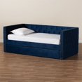 thumbnail image 2 of Baxton Studio Lit de Jour Double en Velours Bleu Larkin avec Lit Gigogne, 2 of 11