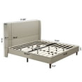 thumbnail image 3 of Ember King Size Platform Bed Frame with Linen Upholstered Headboard, No Box Spring Needed, Beige, 3 of 7