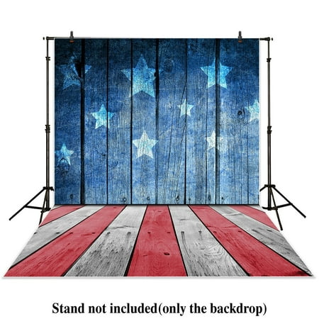 Image of HelloDecor 5x7ft photography backdrops retro Blue wooden floor wall Patriotic American Flag 4th of July independence Day banner photo studio booth newborn baby shower background photocall