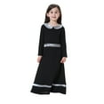 thumbnail image 1 of MIASHUI Robe d'Été Élégante pour Fille avec Manches Longues Contrastées et Jupe Fluide Noire, 2-3 Ans, 1 of 9