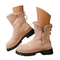 thumbnail image 3 of Gyexs Womens Mid-Calf Snow Boots Winter Warm Furry Boots Comfortable Wide Calf on Fashion Riding Boots with Side Zipper, Beige, Size 9, 3 of 8
