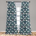 thumbnail image 4 of Ambesonne Fantasy Curtains, Cartoon Unicorn Castles Art, Pair of 28"x63", Dark Teal and Soft Pink, 4 of 4