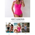 thumbnail image 5 of Eytino Womens One Piece Swimsuits Tummy Control V Neck Ruched Bathing Suit Adjustable Tie Shoulder Full Coverage Swimwear, 5 of 12