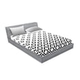 thumbnail image 2 of Ambesonne Geometric Fitted Sheet & Pillow Sham Set, Square Pattern Art, Queen, Black White, 2 of 2