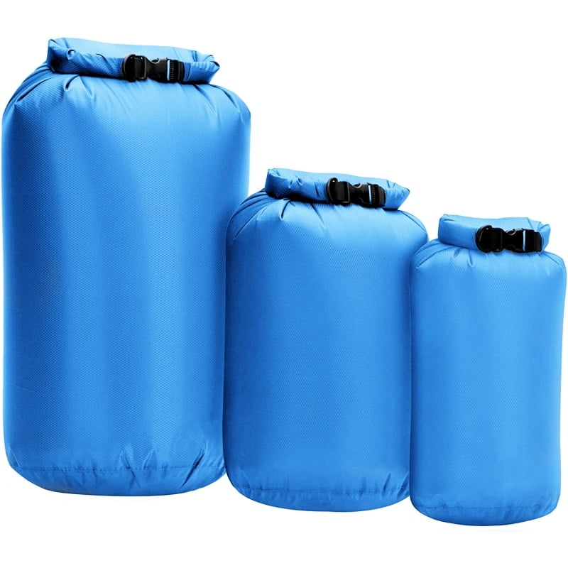 Set of 3 Sizes Waterproof Dry Bag Sack Camping Rafting Kayaking Sky Blue 