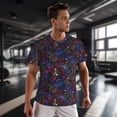 thumbnail image 3 of Wukai Colorful Shells Print Men's Short-Sleeved Mesh T-Shirt,Quick-Dry Short Sleeve Workout T-Shirt-Small, 3 of 8