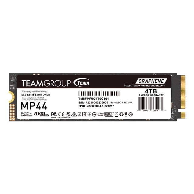 SSD TEAMGROUP MP44, caché SLC de 4 TB, Gen4x4, M.2 2280, PCIe 4.0