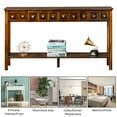 thumbnail image 5 of Wood Long Console Table, Home Sofa Table with 4 Drawers, Buffet Sideboard Desk w/Bottom Shelf, Retro Tall Console Table Accent Table for Entryway, Espresso, 144lbs, S9824, 5 of 9