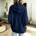 thumbnail image 4 of Domzest Oversized Hooded Knit Sweater for Women 3/4 Sleeve V Neck Button Up Hoodies 2026 Fall Casual Lightweight Pullover Sweater Navy XL, 4 of 6