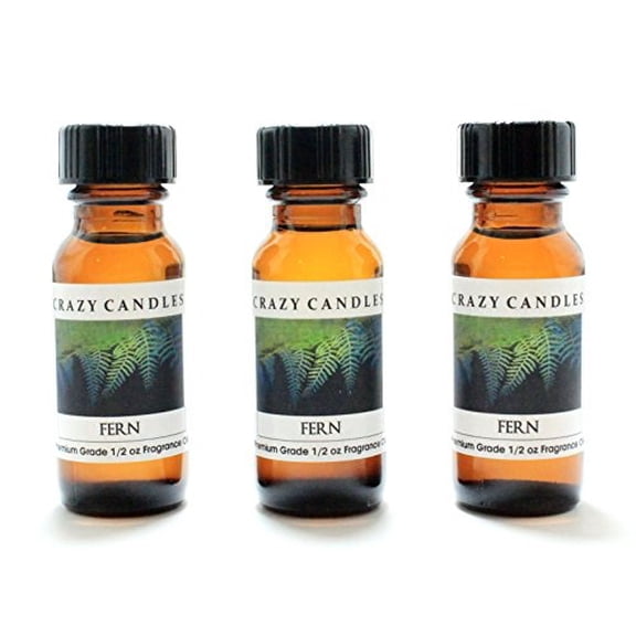 Fern 3 Bottles 1/2 Fl Oz Each 15ml Premium Grade Scented Fragrance Oil By Crazy Candles A Fresh Green Aroma