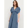 thumbnail image 3 of Ellos Plus Size Stretch Knit Fit And Flare Elbow-Length Sleeve Tie-Back Maxi Dress, 3 of 4