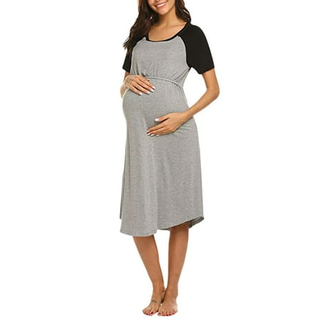 

HGWXX7 Maternity Clothing Womens Maternity Dress Nursing Nightgown Breastfeeding Nightshirt Sleepwear