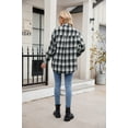 thumbnail image 5 of XCHQRTI Plaid Pocket Shirt for Women Lapel Button Down Blouse Casual Long Sleeve Tops, 5 of 6