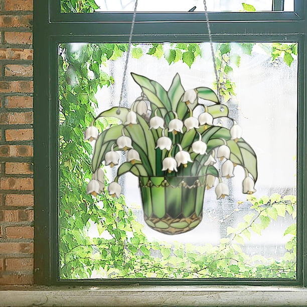 Fiudx Colgante de Ventana de Acrílico con Flores, Elegante Diseño Floral, Fácil Instalación, Larga Duración, Decoración para Sala de Estar y Dormitorio, Versátil Decoración para El Hogar y La Oficina